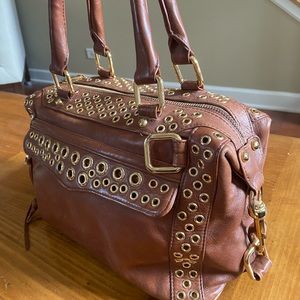 Rebecca Minkoff Camel Leather, gold studded Shoulder Bag